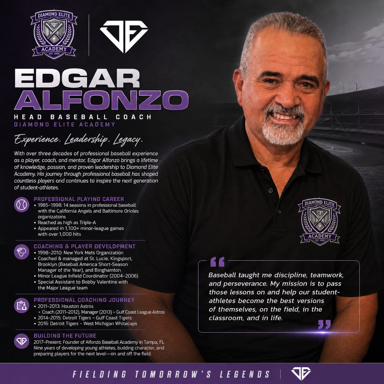 Full biography profile for Head Baseball Coach Edgar Alfonzo